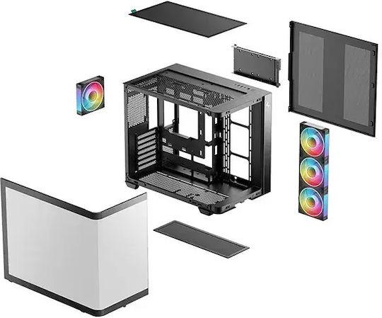 Deepcool CG530U 4F Gaming Midi Tower Κουτί Υπολογιστή με Πλαϊνό Παράθυρο και ARGB Φωτισμό Μαύρο