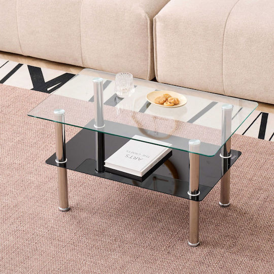 Rundes Beistelltisch Huolon Glas Schwarz M75xL45xH41cm