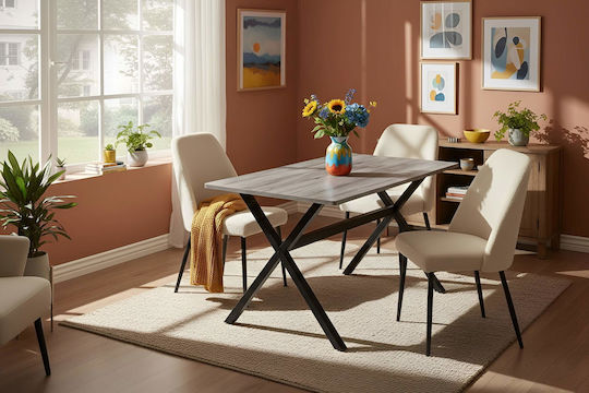 Cebora Esszimmer- und Küchentisch Holz mit Metallrahmen Braune 120x70x75cm