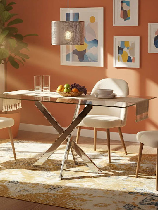 Table Dining Room with Glass Surface 120x80x75cm
