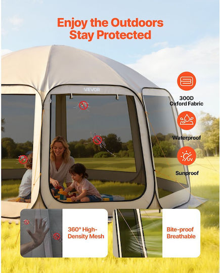 Vevor Summer Camping Tent Beige for 15 People 450x425x245cm