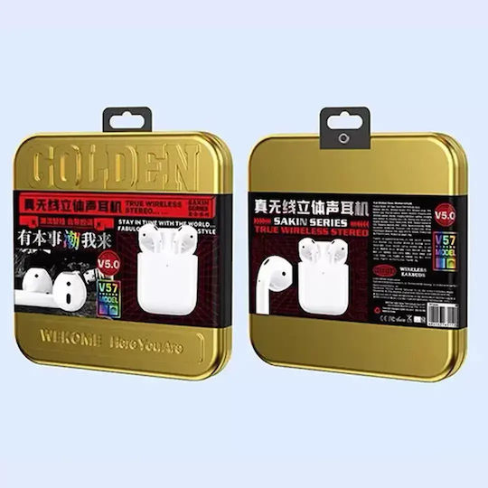 WK V57 Earbud Bluetooth Handsfree Ακουστικά με Θήκη Φόρτισης Λευκά