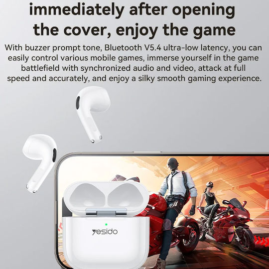 Yesido TWS31S Earbud Bluetooth Handsfree Ακουστικά με Θήκη Φόρτισης Λευκά