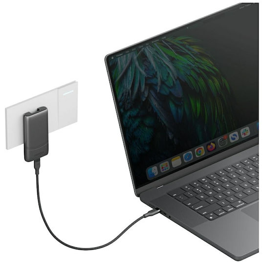 Energea Φορτιστής Χωρίς Καλώδιο GaN με 2 Θύρες USB-C 65W Power Delivery / Quick Charge 3.0 Γκρι (TravelWorld Edge)