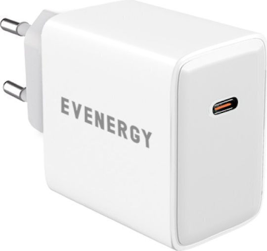 SBS Φορτιστής Χωρίς Καλώδιο GaN με Θύρα USB-C 65W Power Delivery Λευκός (Evenergy)