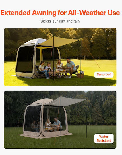 Vevor Beige Camping Tent for 6 People 182.5x182.5x220cm