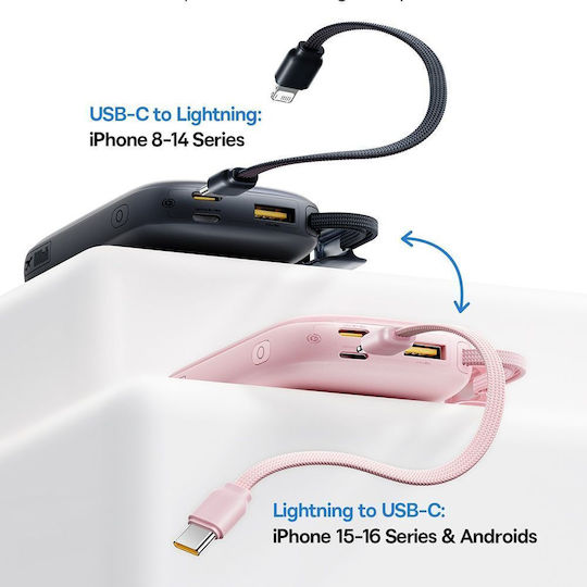 Baseus EnerFill FC21 QPow3 Ultra Power Bank 10000mAh 45W με Θύρα USB-A Nebula Pink