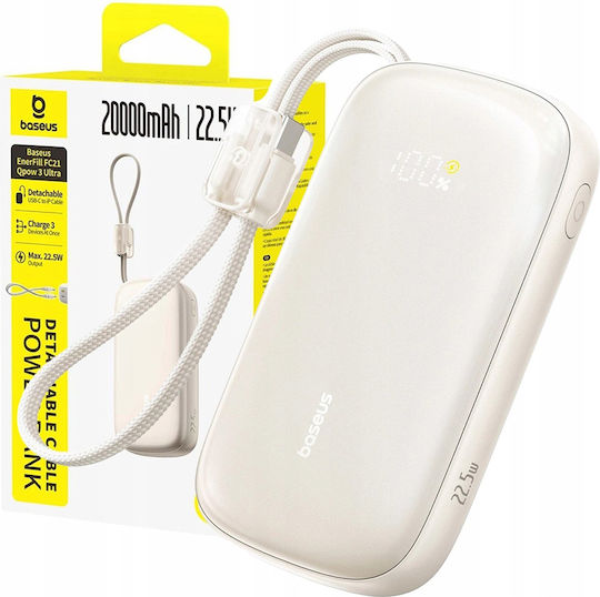 Baseus EnerFill FC21 QPow3 Ultra Power Bank 10000mAh 22.5W με Θύρα USB-A Μπεζ