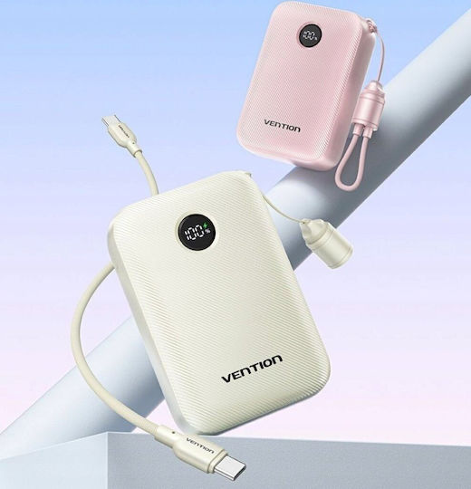 Vention Power Bank 20000mAh 22.5W with USB-A Port and USB-C Port Beige