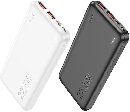 Hoco J101A Astute Power Bank 10000mAh 22.5W с 2 USB-A порта и USB-C порт Power Delivery / Бързо зареждане 3.0 Бял