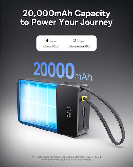 Baseus EnerFill Bipow2 Pro Power Bank 20000mAh 22.5W με Θύρα USB-A και Θύρα USB-C Cosmic Black
