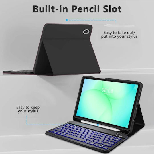 Tech-Protect Klappdeckel mit Tastatur im Englisch US Schware (Galaxy Tab A9 / Galaxy Tab A11)