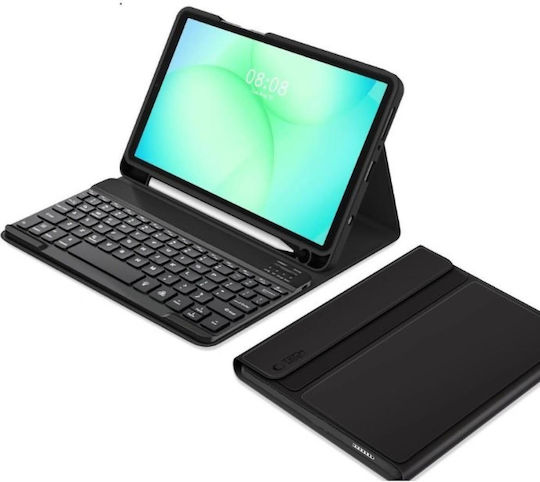 Tech-Protect Klappdeckel mit Tastatur im Englisch US Schware (Galaxy Tab A9 / Galaxy Tab A11)