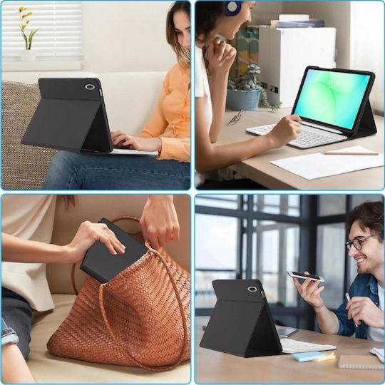 Tech-Protect Klappdeckel mit Tastatur im Englisch US Schware (Galaxy Tab A9 / Galaxy Tab A11)