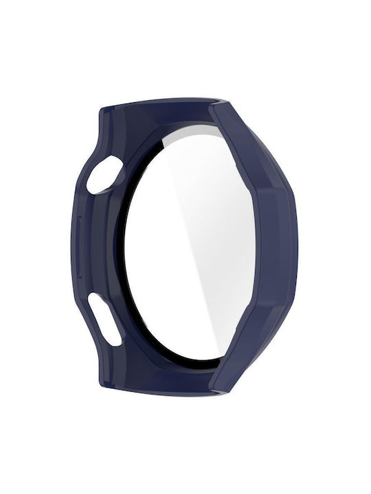 Tempered Glass Film Integrated Пластмасов Калъф в Син цвят за Huawei Watch GT 6 Pro