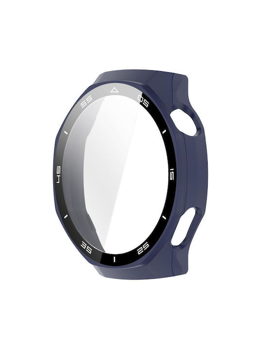 Tempered Glass Film Integrated Пластмасов Калъф в Син цвят за Huawei Watch GT 6 Pro