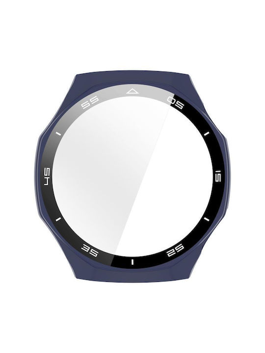 Tempered Glass Film Integrated Пластмасов Калъф в Син цвят за Huawei Watch GT 6 Pro