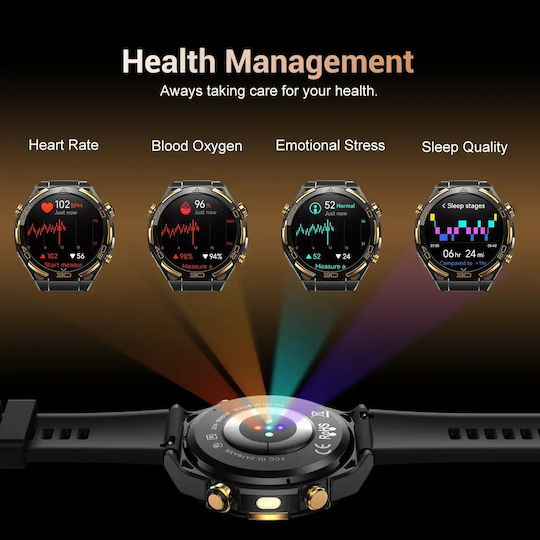 BlackView W90 Pro Aluminium Smartwatch with Heart Rate Monitor (Black)