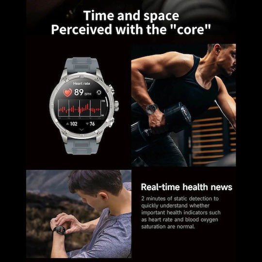 Microwear V99 Smartwatch με Παλμογράφο (Ασημί)