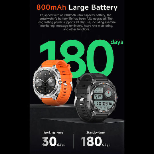 Microwear G400 Smartwatch με Παλμογράφο (Πορτοκαλί)