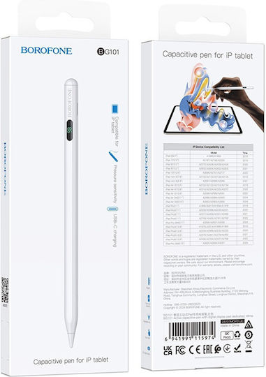 Borofone BG101 Digital Touch Stylus for Apple iPad in White color