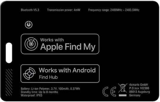 4Smarts SkyTag Card Duos Apple Find My & Google Find Hub Μαύρο