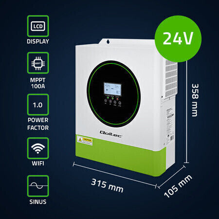 Qoltec Καθαρού Ημιτόνου Inverter Ισχύος 3500W με Τάση Εισόδου 24V (Μονοφασικό)