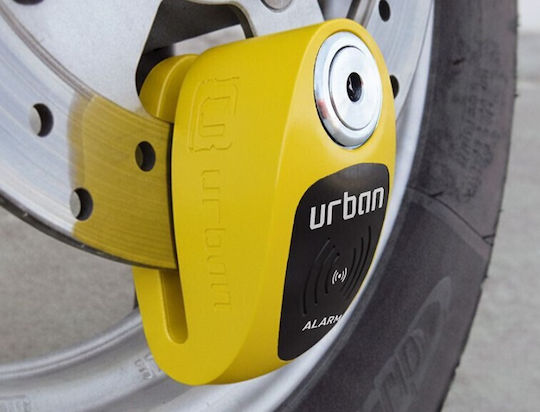 Urban Ur910 Motorcycle Disc Brake Lock with Alarm & 10mm Pin in Yellow