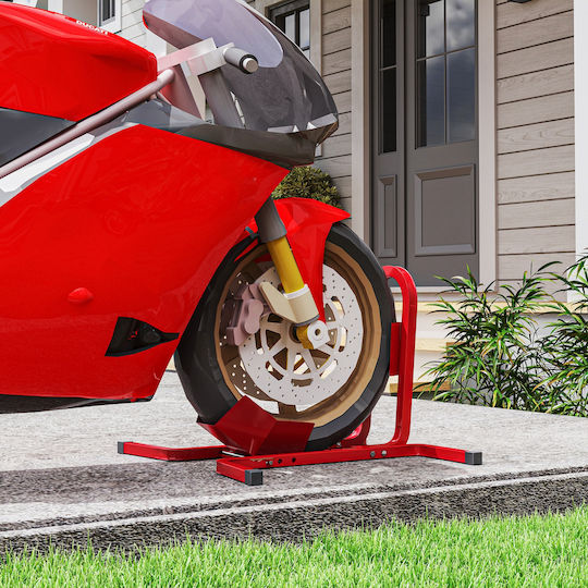 Homcom Motorcycle Stand 17-21" 430-530 mm Front Wheel Adjustable Metal Red