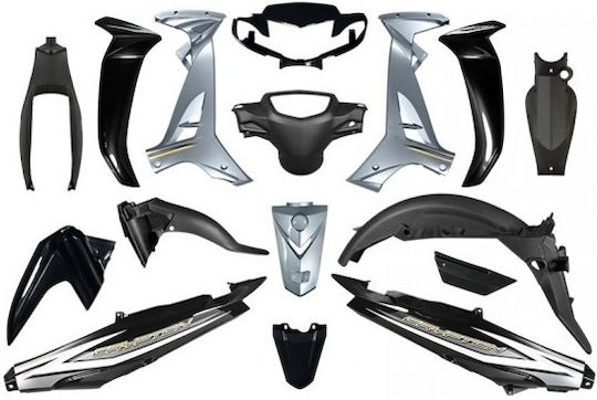 Yamaha Motorrad Kunststoff-Set für Yamaha Crypton T 110 Schwarz 16Stück