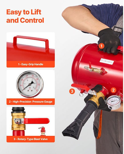 Vevor Tire Bead Blaster 5 Gal 18.9 L Heavy Duty Tire Bead Blaster Tool 87-116 Psi Working Pressure Air Blaster Pickup Truck Truck ATV Jeep Van Garden Tractor RV Red