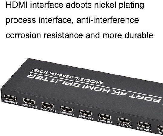 Fjgear Fj-sm1012 1 In 12 Out 30Hz HDMI 4K HD Audio Video Splitter Plug Type: EU Plug Fjgear
