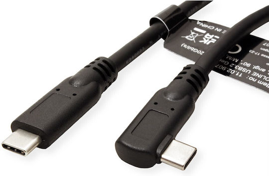 Roline Angle (90°) USB 3.2 Cable USB-C male - USB-C Μαύρο 1m 11.02.9075-10