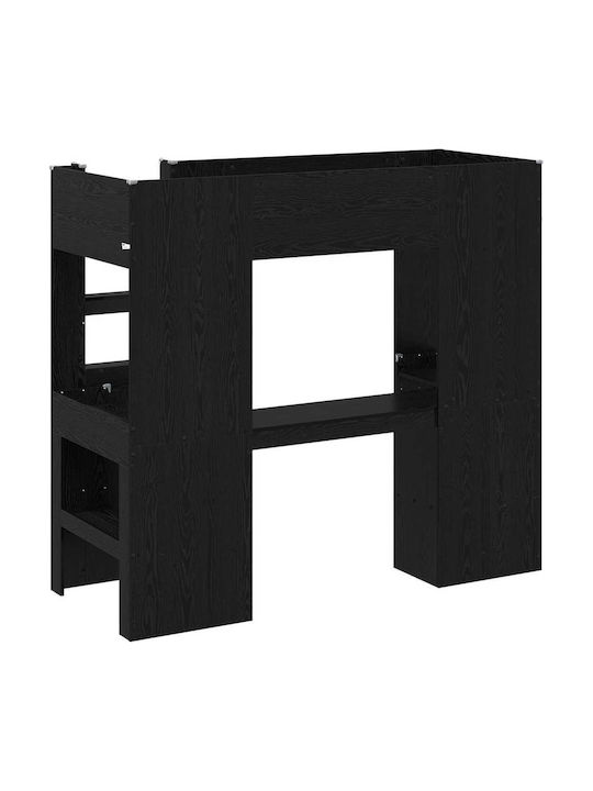 Pat Pentru Copii Cușetă Single Cu Birou Negru Pentru Saltea 100x200cm