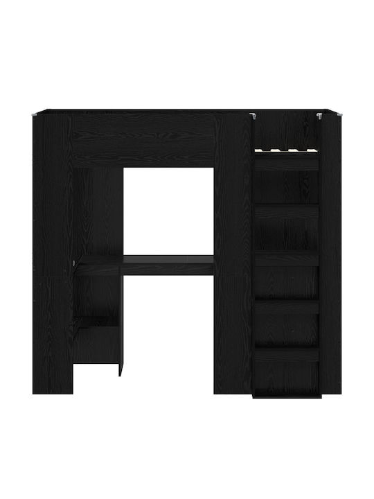 Pat Pentru Copii Cușetă Single Cu Birou Negru Pentru Saltea 100x200cm