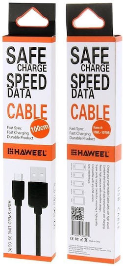 Haweel USB 2.0 to micro USB Cable Μαύρο 1m (HWL-1070B)