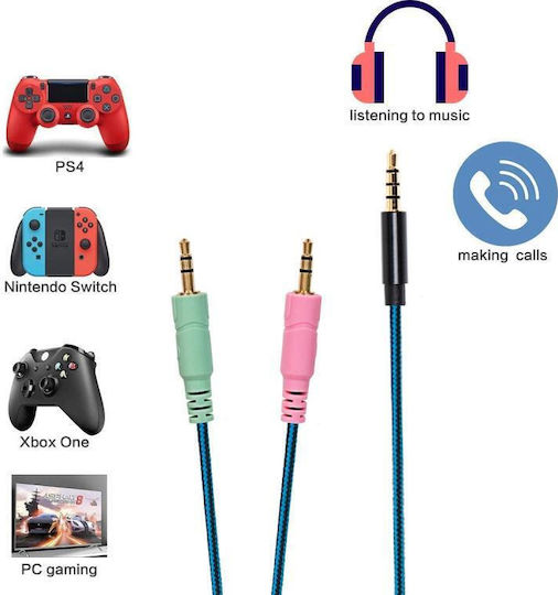 ZS0158 Over Ear Gaming Headset with Connection 2x3.5mm Blue