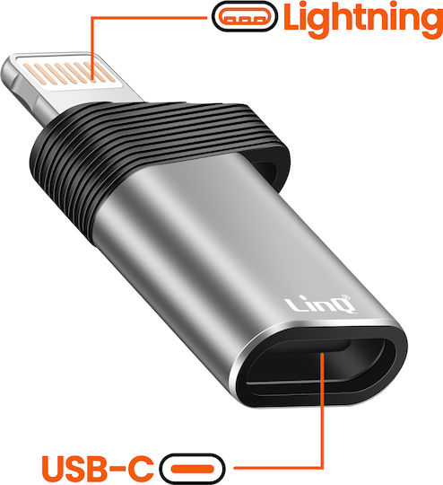 Linq Usb C Zu Lightning Adapter Schnelles Laden 30w Pd 480mbps Übertragung Silber