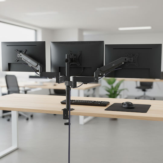 Maclean Energy Stand Desk Mounted for 3 Monitors up to 27" with Arm (MC-137)