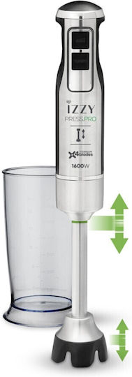 Izzy IZ-1704 Press Pro Hand Blender with Stainless Steel Rod 1600W Silver