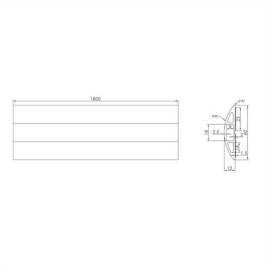 Organizator Roline Korytko Kablowe Roline Tpe Flex 60 Mm Negru 1,8 M