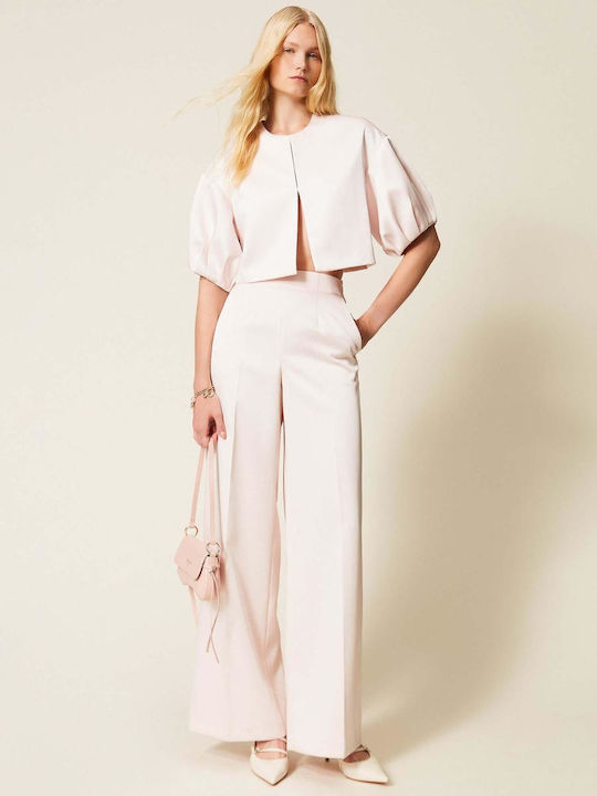 Twinset Κοντό Γυναικείο Σακάκι Ροζ