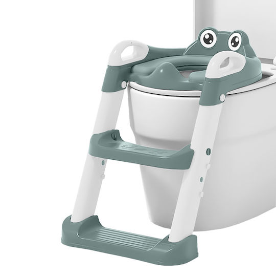 Bebe Stars Toddler Toilet Seat Frog with Footrest Handles and Green Cushion