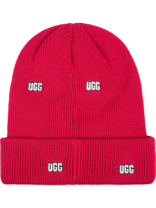 Scatter Graphic Logo Beanie Beanie Knitted in Fuchsia color