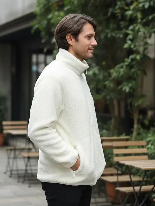 Ανδρική Ζακέτα Fleece Λευκή