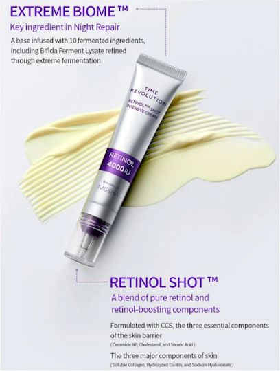 Missha Time Revolution Retinol 4000 Shot Intensive Light Ενυδατική & Αντιγηραντική Κρέμα Προσώπου Ημέρας με Ρετινόλη & Νιασιναμίδη 25ml