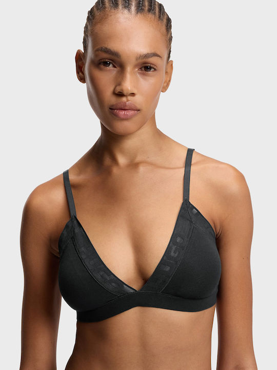 Hugo Stretch-cotton Triangle Bra Logo Trims Mesh Logo Triangle P Black Εσώρουχα Female Black 50557122-001