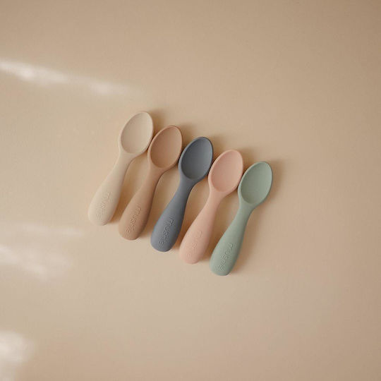 Mushie Βρεφικό Σετ με Κουτάλια Little Spoons από Σιλικόνη Μπεζ 2τμχ