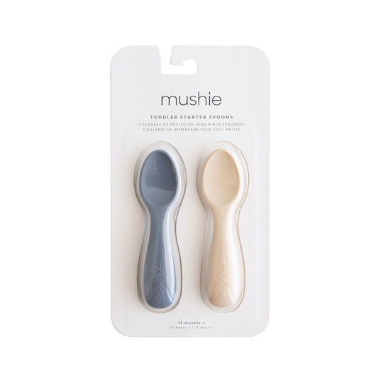 Mushie Βρεφικό Σετ με Κουτάλια Little Spoons από Σιλικόνη Μπεζ 2τμχ