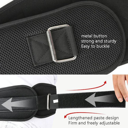 Αθλητική Ζώνη Υποστήριξης Μέσης Squat Weightlifting Training Belt Μέγεθος L Μαύρο